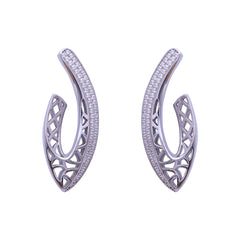 Silver crescent moon arc shape silver earrings