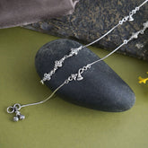 Silver pair of Floral Anklet