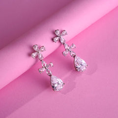 Pear shaped silver earrings