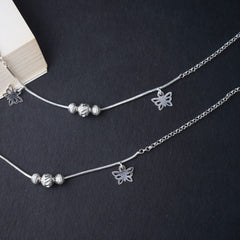 Silver Double Butterfly Anklet