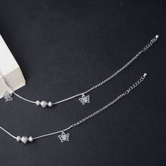 Silver Double Butterfly Anklet