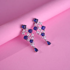 Blue sapphire silver earrings