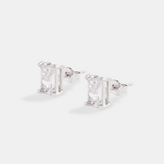 Silver Baguette Studs