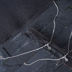Silver Double Leaf Anklet