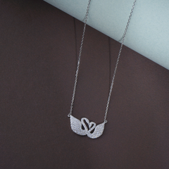 Silver Swan Love Chain Pendant
