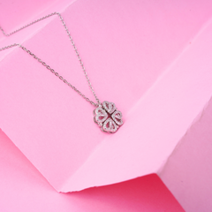 Sterling Heart Crystals Foldable Chain Pendant