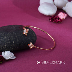 Silver Tow Flower Cuff Bracelet