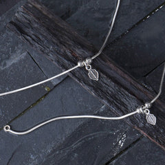 Silver Double Leaf Anklet