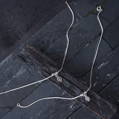 Silver Double Leaf Anklet