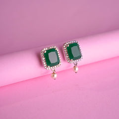 Emerald green cubical earrings