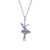 Silver Ballerina Dancing Girl Chain Pendant