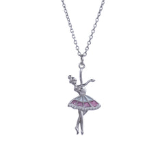 Silver Ballerina Dancing Girl Chain Pendant