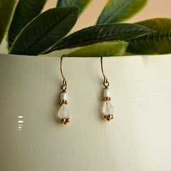 Silver white moonstone earring
