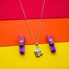 Silver Kitty KidsPendant Set