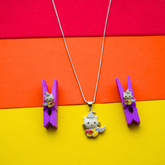 Silver Kitty KidsPendant Set