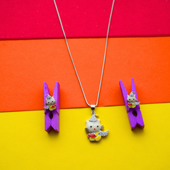 Silver Kitty KidsPendant Set