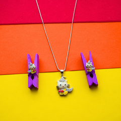Silver Kitty KidsPendant Set