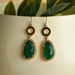 Silver pear colored earrings