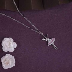 Silver Ballerina Dancing Girl Chain Pendant