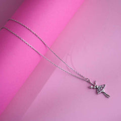 Silver Ballerina Dancing Girl Chain Pendant