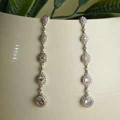 Silver chain of shield earings