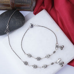 Silver four Flower Anklet