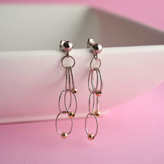 Silver circle chain ball earrings