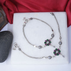 Silver Floral Anklet