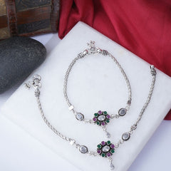Silver Floral Anklet