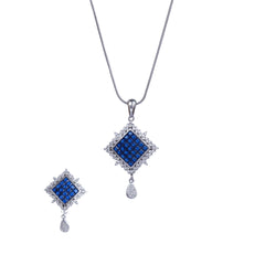 Silver Oceanic Square Chain Pendant Set