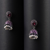 Oxidised Silver Earrings with pearl design