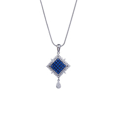Silver Oceanic Square Chain Pendant Set