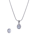 Silver Round Cut Chain Pendant Set