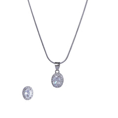 Silver Round Cut Chain Pendant Set