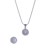 Silver Double Circle Chain Pendant Set