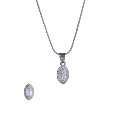 Silver Round Cut Chain Pendant Set