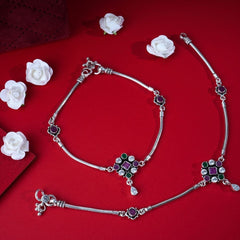 Silve Multi Gemstone Anklet