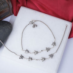 Silver Four Butterfly Anklet