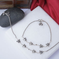 Silver Four Butterfly Anklet