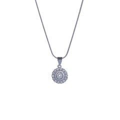Silver Double Circle Chain Pendant Set