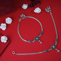 Silver Multi Color Anklet