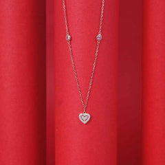 Silver Double Heart Chain Pendant