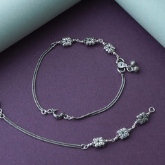 Silver Flower & fish Anklet