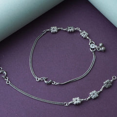 Silver Flower & fish Anklet