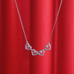 Silver 4 Heart Chain Pendant
