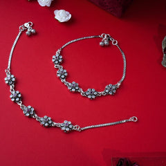 Silver Flower Anklet