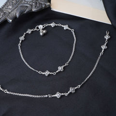 Silver Flowers Anklet