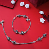 Silver Stone Flower Anklet