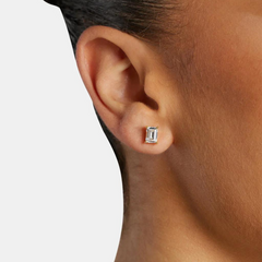 Silver Baguette Studs