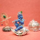 Silver plated baby krishna on shankh